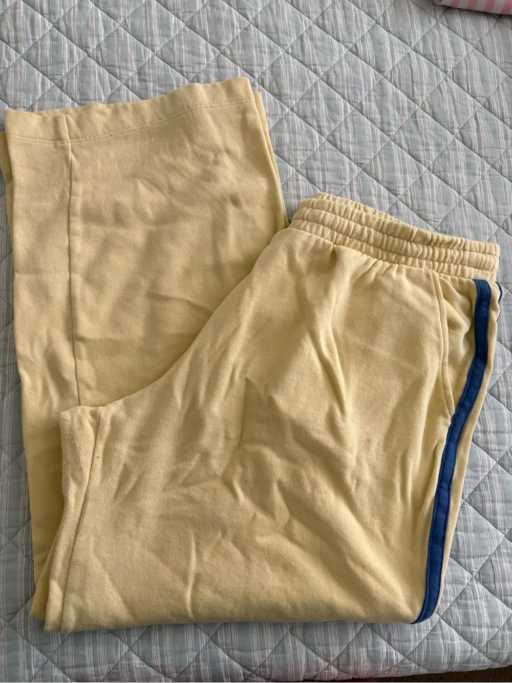 Old Navy Yellow Wide-Leg Pants with Blue Side Stripe